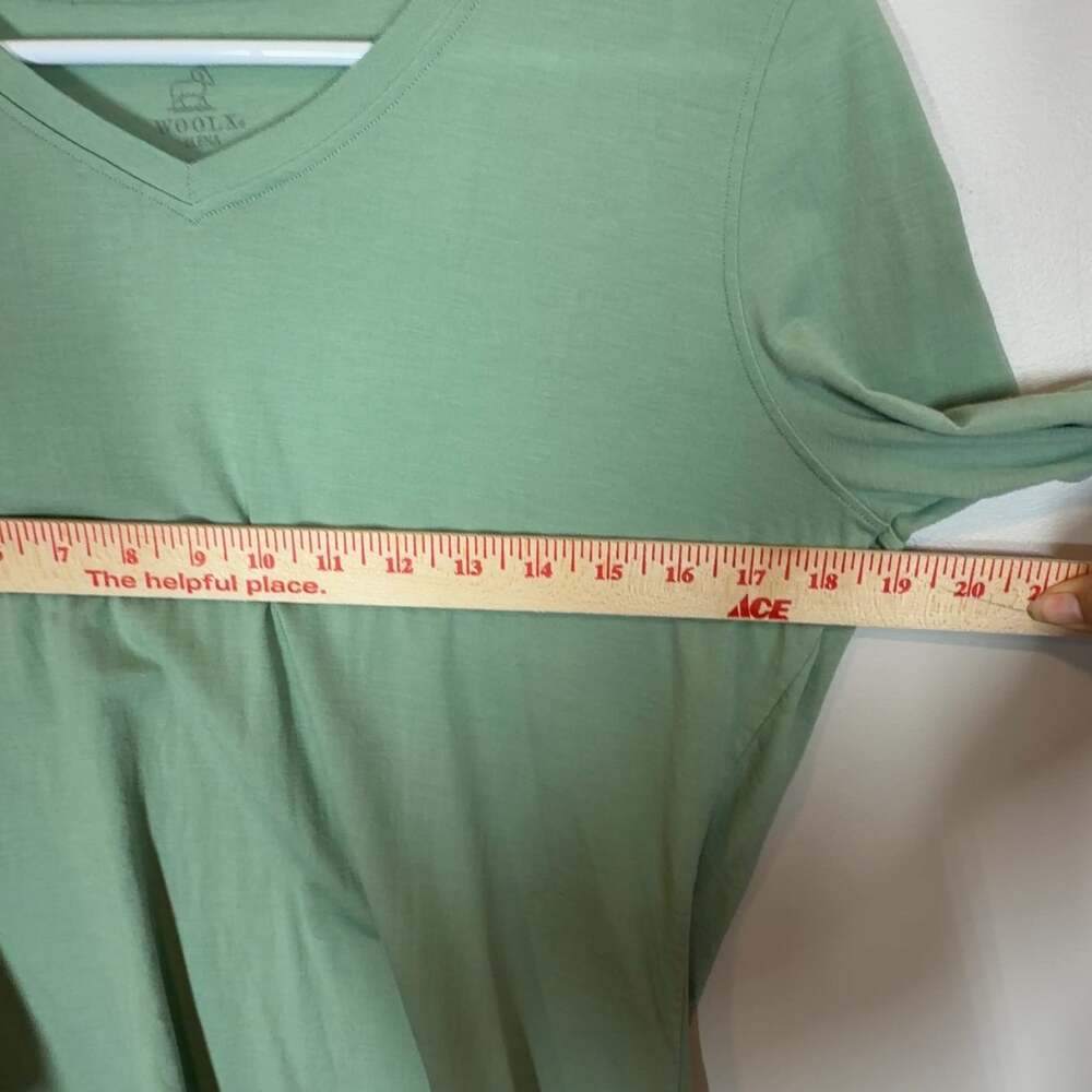 Woolx Elena Merino Wool V-Neck 3/4 Length Sleeve Shirt Sage Green Small - Picture 4 of 6